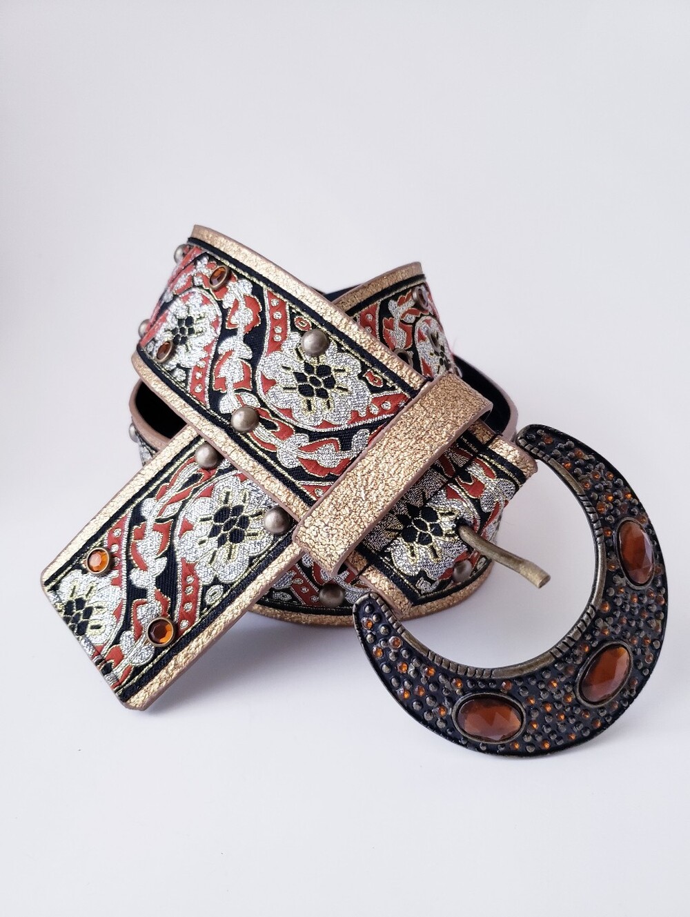 Vintage Gold And Amber Large Buckle Belt
